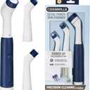 Casabella Handheld Spin Detail Scrubber, AA Battery Powered, 3 Brush Heads, White