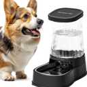 Gardner Pet Automatic Dog Water Dispenser Gravity Stainless Steel Water Waterer Feeder, 100% BPA-Free Large Capacity Water Feeding Bowls for Medium & Large-Sized Dogs Cats Other Pets -(1 Gallon) (Dark)