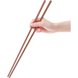 GLAMFIELDS 16.5 Inches Wooden Cooking Chopsticks Reusable for Noodles Frying Hotpot Extra Long Kitchen Chop Sticks Brown 2 Pairs