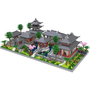 Architecture Chinese Style of Suzhou Garden, Set 2 Center of Courtyard, Micro Block, Classical Famous Building Block Set, Asian Cultures,3888 PCS for Adults and Teens