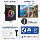 Puzzle Storage Folder for 1000 Pcs 35 Pockets Puzzle Binder with 50 Sticker, 28.35 x 21.26 inches
