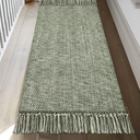 2 Pack Collive Hallway Runner Rug, 2' x 6' Hand-Woven Reversible Washable Entryway Rug, Olive Green/Cream Cotton Modern Farmhouse Laundry Room Rug Long Carpet for Bathroom Sink Foyer Bedroom