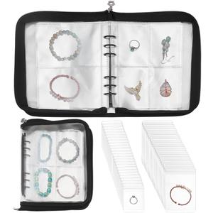PH PandaHall Travel Jewelry Organizer Case Jewelry Storage Book Earring Binder Organizer with 75pcs Pouch Bracelet Zipper Bags for Traveling Earrings Rings Necklace Bracelet Storage