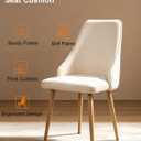 Mid-Century Modern Dining Chairs Set of 2 Beige Velvet Upholstered High Back Accent Chairs with Solid Sturdy Legs Ergonomic Curved Backrest Kitchen Chairs for Dining Room/Kitchen, 35.1 x 20.1 x 19.1 inches