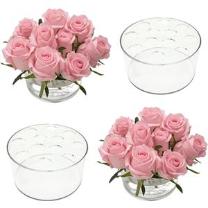 4PCS Acrylic Flower Vase for Centerpieces, 5.51" 12 Holes Clear Round Vase, for Wedding Birthday Party Table Decor Indoor/Outdoor Events