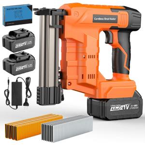 Nail Gun Cordless with Battery 4.0Ah 2, 2-in-1 18 Gauge Brad Nailer & Stapler, Includes 1600 Nails/Staples, Dual Mode Electric Nailer for Woodworking, Home Repairs, DIY, Carpentry