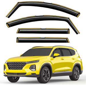 in-Channel Window Rain Guards Intended for Hyundai Santa Fe 5 Seats 2019-2023 (Not for XL 7 Seat) Window Deflectors Vent Visors Shades Exterior Visors Rain Guards Accessories - 4 pcs