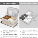 Hanke 26 Inch Expandable Luggage Top Opening Checked Bag Luggage Hard Shell Suitcases with Wheels Lightweight Travel Luggage Heavy Duty Luggage Suitcase with Lock for Woman Men-Ivory White