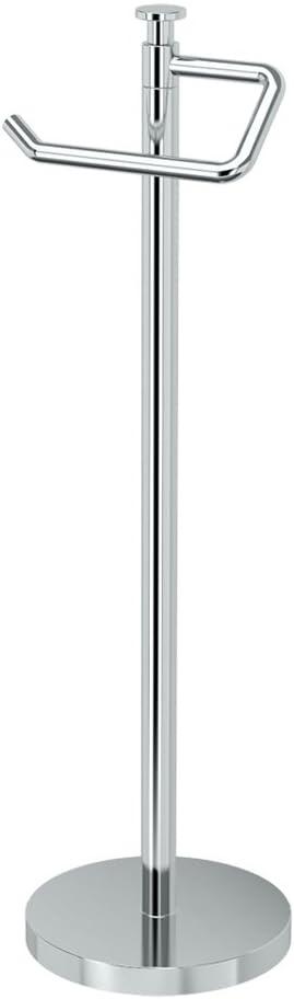 Gatco 1435C Freestanding Toilet Paper Holder, 23.68 H, Chrome | Toilet Tissue Roll Holder Stand With Weighted and Padded Base For Bathroom