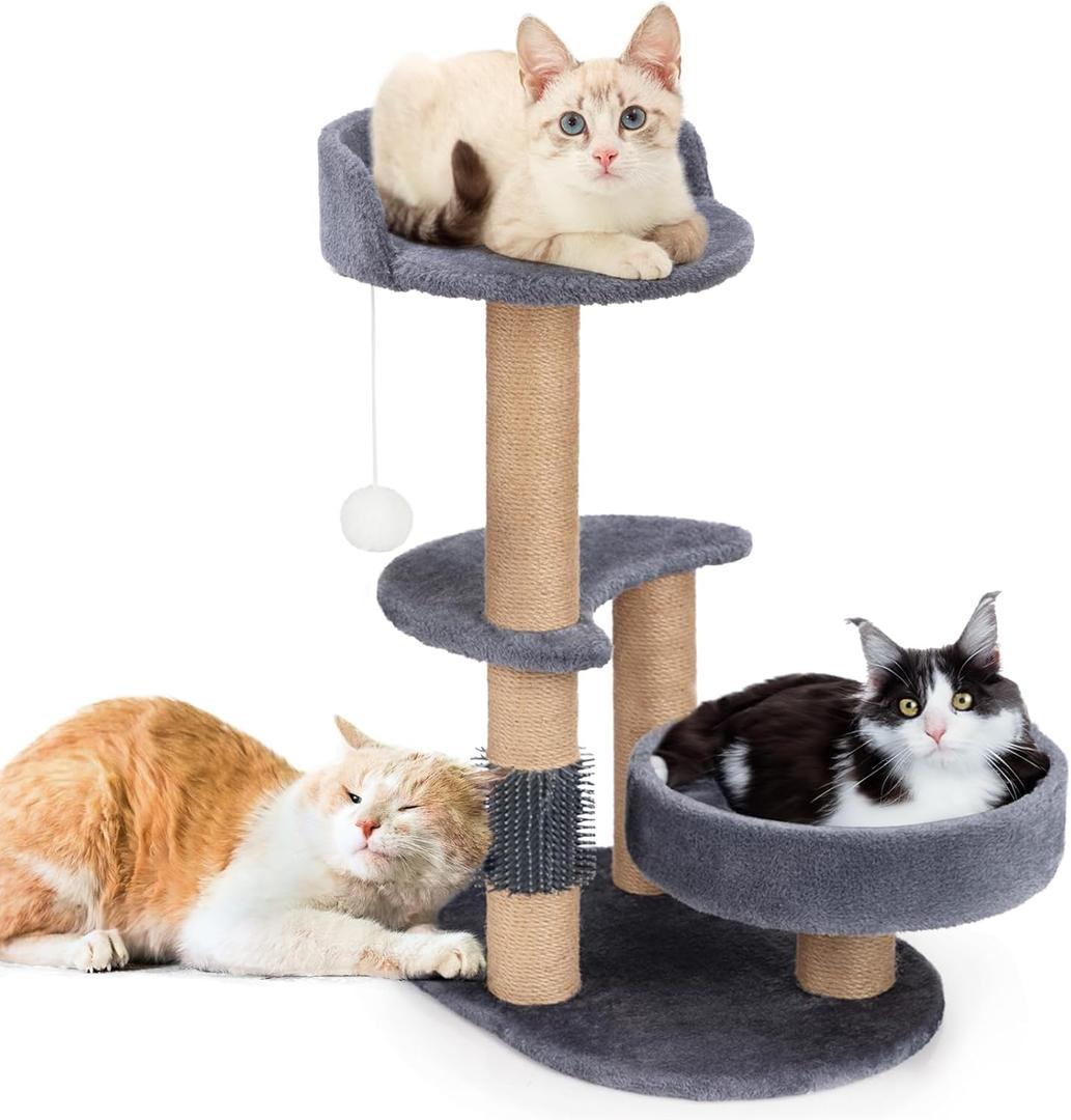 Hollypet Cat Tree Tower for Small Cats, 26.9in, Gray