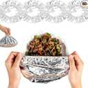 60 Pcs Reusable Aluminum Foil Food Covers, Insulated Elastic Lid for Bowls Plates, Heat Resistant up to 110℉ for Kitchen Picnic Home Leftovers