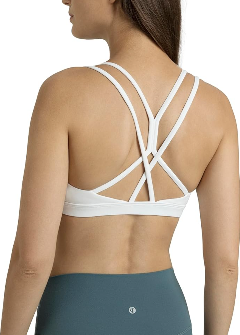 Colorfulkoala Women's Dreamlux Strappy Sports Bra Crisscross Back Yoga Tops with Molded Foam Cups ,Size S