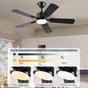 FUMLTP 42 inch Modern Ceiling Fans with Lights APP/Remote Control, Low Profile Reversible 6 Speeds Ceiling Fan Light for Indoor/Outdoor Patio Bedroom Living Room,Black