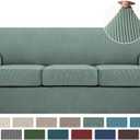 Turquoize 4 Piece Sofa Covers for 3 Cushion Couch Sofa Slipcover Soft Couch Cover for Dogs-Washable Sofa Furniture Covers with 3 Individual Cushion Covers,Jacquard Fabric (3 Cushion Sofa, Dark Cyan)
