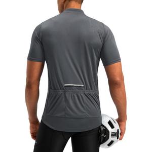 Bikewa Men's Cycling Jersey Moisture Wicking Short Sleeve UPF Half Zip Bike Road Riding Biking Shirts for Men Zipper Pockets (Dark Grey), L