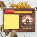 Appreciation Thank You Librarian Gift, Inspirational Desk Decor for Retirement, Leaving, Back to School, Graduation, Congratulate, Motivational Ideas, Wooden Self-Stick Note Pad Holders TBC78
