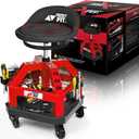 Rolling Shop Stool for Garage with Casters, DO02-Adjustable Height 360 Swivel Shop Seat with Tool Tray Storage, 330 LBS Capacity Padded Mechanic Stool, Magnetic Tool Hold, Heavy Duty, Red