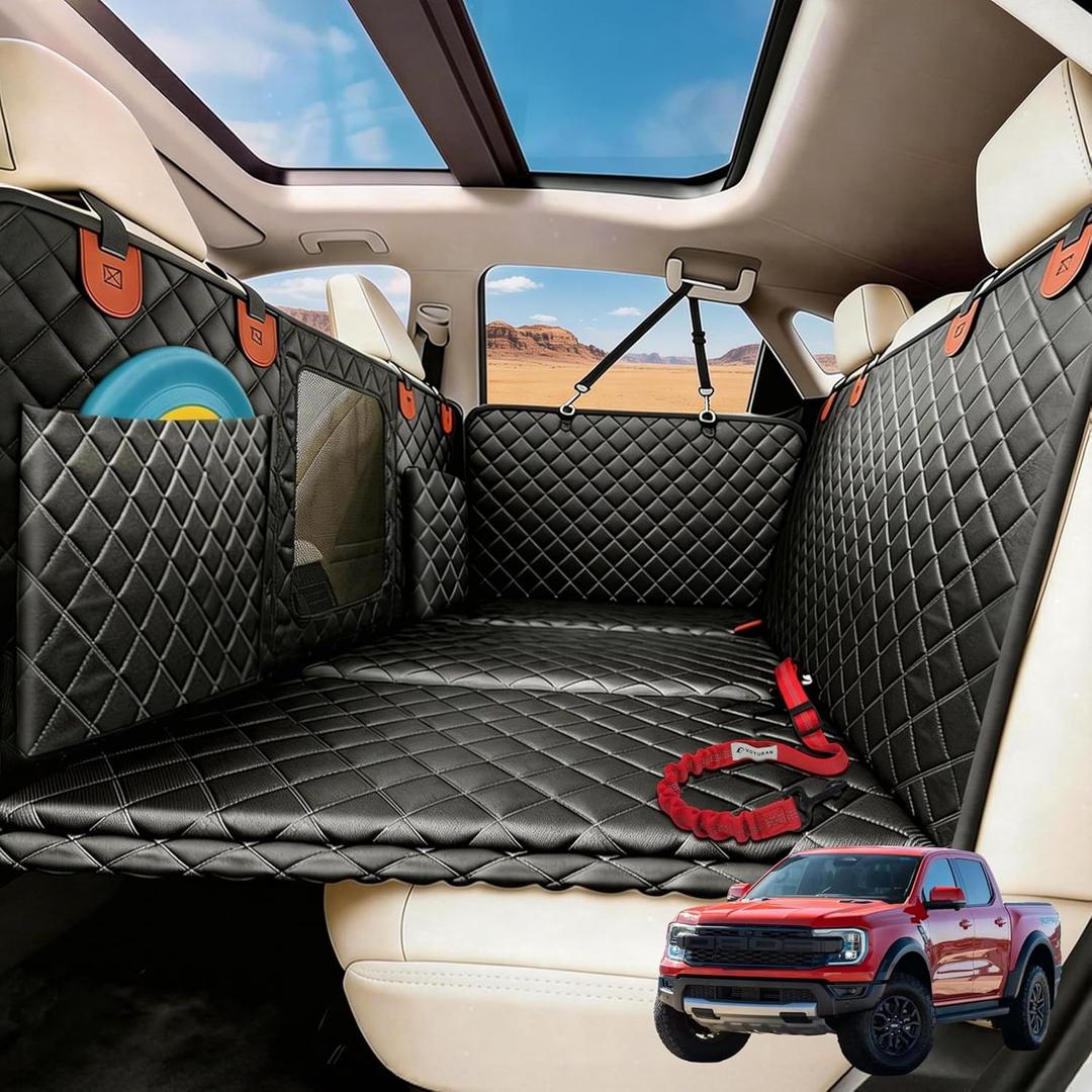 Dog Seat Cover for Back Seat Hard Bottom, Dog Seat Cover for Trucks | Fits Full Size Trucks and Large SUVs, 500lbs Support Heavy Duty 900D Scratch Resistant Waterproof Non-Slip Protector Car Seat