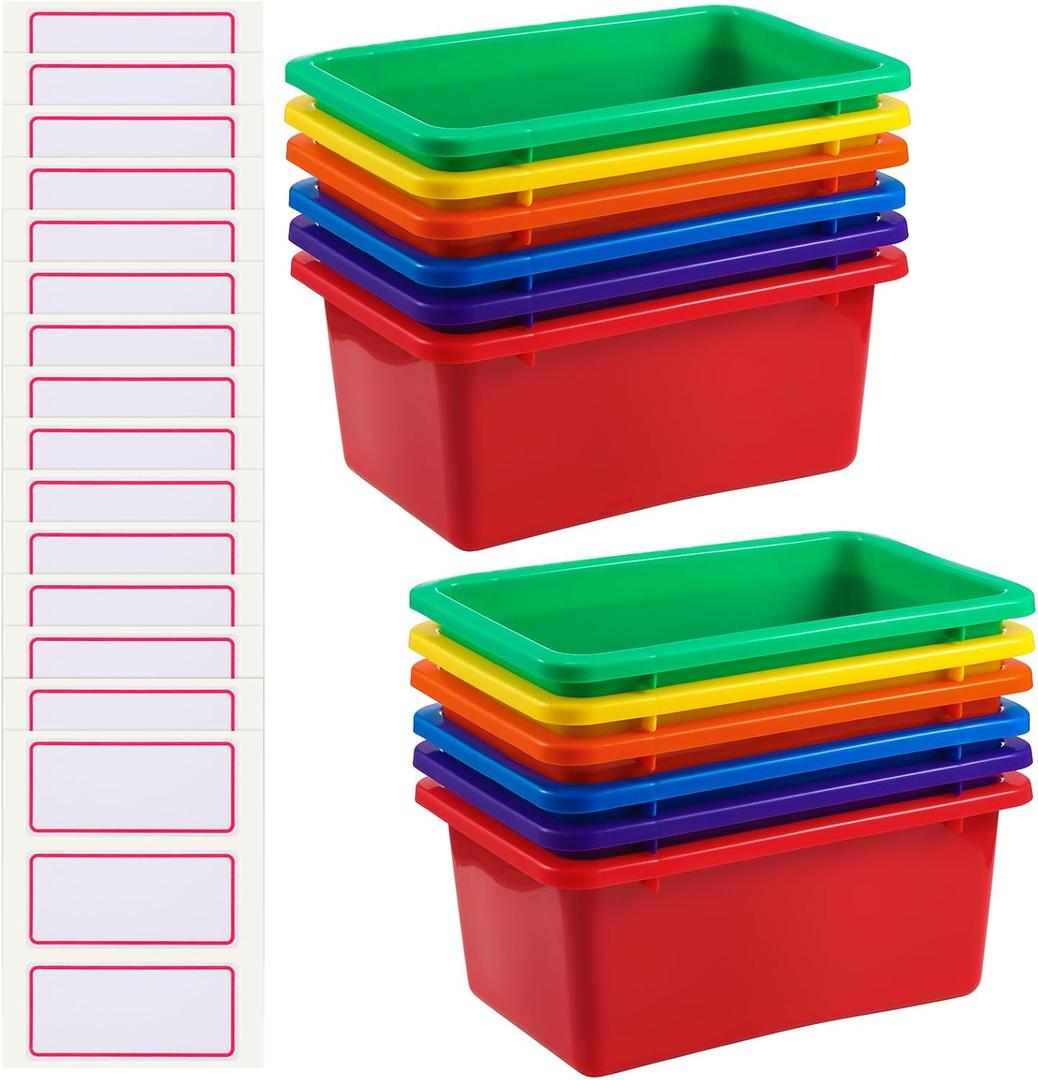 Zonon 12 Pcs Plastic Cubby Storage Bins, Mixed, 11.61 x 7.68 x 4.92