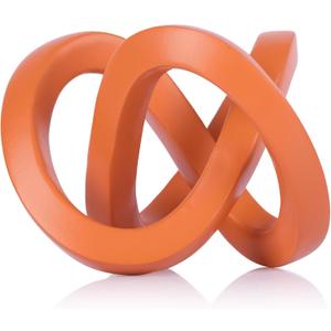 Orange Knot Decorative Sculpture, Orange Home Decor Aesthetics, Mbius Strip Sculpture, Suitable for Decoration and Display on Bookshelves, Living Room TV Cabinets, Office Cabinets, and Coffee Tables