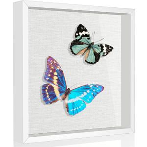 Califortree 11x11 Shadow Box Frame with Soft Linen Back - Metal Push Pins Included, Memory Shadow Box Display Case for Bouquet Awards Medals Wedding Photos and More, White