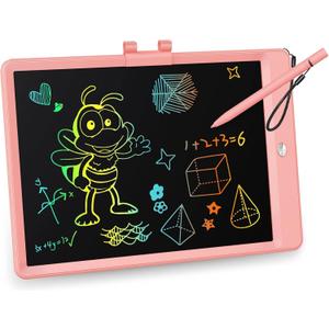 KOKODI LCD Writing Tablet,Gifts for 3 Years Old Boys and Girls,10 Inch Colorful Doodle Board Drawing Tablet, Erasable Reusable Electronic Drawing Pads, Educational and Learning Toy for Kids (Pink)