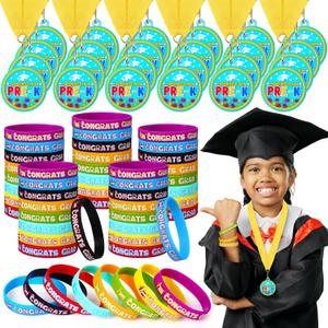 Jetec 48 Pcs Pre K Graduation Gifts Kindergarten Award Medal with Neck Ribbon Preschool Graduation Bracelet Wristbands for Class of 2026 Preschool Grad Party Exchange Gifts Rewards Supplies