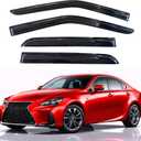 KPY Rain Guards Fit for 2014-2020 Lexus IS200t IS250 IS300 IS300h IS350 IS350F, Out-Channel Window Visors Vent Wind Deflectors 4PC, Car Accessories for 14-20 Lexus is Series