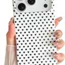 Skyseaco for iPhone 17 Pro Max Case Cute Heart Phone Case Soft Slim TPU Shockproof Phone Cover for Women Girls - White