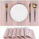Leetaltree Misty Rose Placemats Set of 4 - Heat Resistant Non-Slip Place mats for Dining Table, Washable Durable PVC Vinyl Woven Table Mats（Misty Rose, 4）