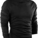 Utopia Wear Turtleneck Men Slim Fit UPF 50+ Lightweight Pullover Sweater Long Sleeves Top (Black, L)