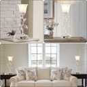 Set of 2 Rustic Touch Table Lamps for Bedroom, 3-Way Dimmable Nightstand Flower Lamp with 2 USB Ports, Retro White Glass Shade Leaf Lamp for Living Room Entryway, 2 LED Bulb Included