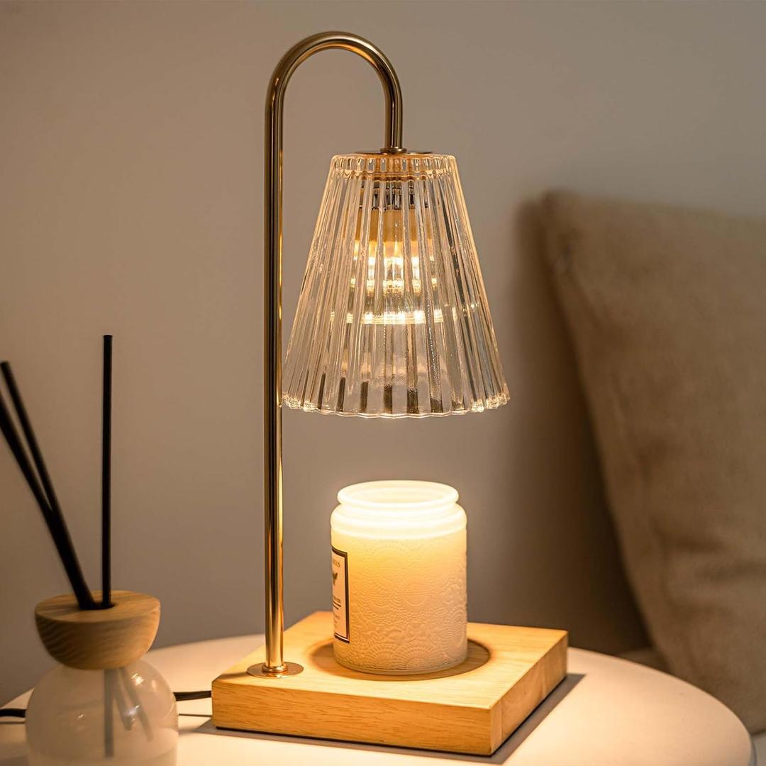 Candle Warmer Lamp with Timer Dimmer, Mothers Day Birthday Gifts for Mom Women Friend Sister, House Warming Gifts New Home Decor, Wax Melt Warmer with 2 Bulbs for Jar Candles (A Clear)