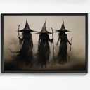 Black Framed Dark Academia Wall Art Ghost In Magical Forest Poster For Halloween Victorian Gothic Room Wall Decor-Vintage Goth Art Canvas Prints Picture Hang To Bedroom (24L" x 16W", Hq1)