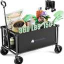 Collapsible Wagon Cart with Wheels, 150L Lightweight Foldable Utility Cart, Portable Rolling Wagon for Garden, Shopping, Sports, Camping, Transport, Black