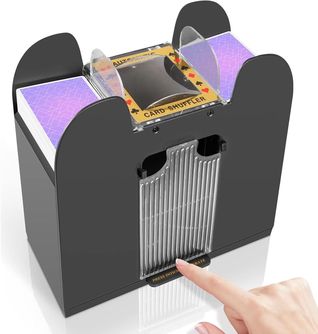 FEIERYA Automatic Card Shuffler 2/1/4/6 Deck,Battery-Operated Electric Poker Shuffler,Playing Card Shuffler for Home Card Game,Travel