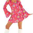 Morph Hippie Costume Women 70s Dress Outfits 60s Vintage Style Hippie Dress Costume for Women Retro Festival Wear (Medium)