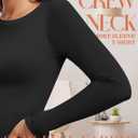 Womens Basic Casual Crop Top Summer Fall White Black Long Sleeves Slim Fit Tees Crew Neck T Shirts Plain Going Out Y2k Plain Cute Tops Tight Fitted Sexy Compression Trendy Clothes Baby Tee Shirts M1 (Brown)