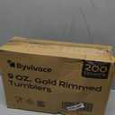 [200 Pack] 9oz Clear Plastic Cups with Gold Rimmed Sturdy & Food Safe Disposable Glasses Party Wedding Cups Disposable Drinking Cups Plastic Cocktail Glasses for, Juice & Cold Beverages