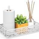 Toilet Tank Topper Paper Basket - White Bathroom Basket Decor Box with Magnetic Paper Towel Holder for Organizing