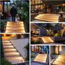 Motion Sensor Solar Stair Lights Outdoor, 2-Pack Super Bright LED Solar Powered Step Lights for Outside, 550LM IP67 Waterproof Outdoor Sensor Lights for Stair Porch Yard Deck, Warm White