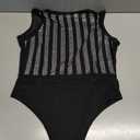SEBOWEL Women Sleeveless Bodysuit Studded Mesh See Through Jumpsuits Rompers Top, Black, XL