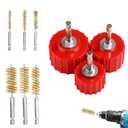 9pcs Copper Pipe Cleaner Set for Power Drill, 3pcs 1/2" 3/4" 1" Tube Cleaning Brushes & 6pcs Brass Wire Bore Brushes Metal Pipe Cleaner for Drill Copper Tubes and Fittings for Soldering