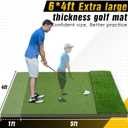 Dual-Turf Golf Mat 31mm: 6x4ft/5X5ft Extra Large Golf Hitting Mats Practice Outdoor Indoor, High-Density Artificial Turf Matt for Garage Simulator Chipping Driving Training, Ideal Gifts for Men Dad