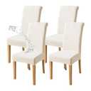 FORCHEER Waterproof Chair Covers for Dining Room Set of 4 Waterproof Jacquard Kitchen Chair Slipcovers for Parson Chairs Elastic Washable (4,Waterproof Beige)