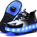 Ehauuo Unisex Roller Shoes Kids Sparkling Wheels Shoes Girls Light up Roller Skates Sneakers Boys Rechargeable Flashing Sneakers for Gift Size 29