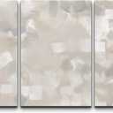 wall26 Canvas Print Wall Art Set Gray, White & Tan Paint Smudge Display Abstract Shapes Illustrations Modern Art Bohemian Colorful Multicolor Ultra for Living Room, Bedroom, Office - 16"x24"x3 Panels