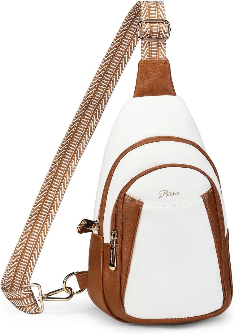 Crossbody Bags for Women Anti Theft Vegan Leather Sling Bag RFID Blocking Chest Bag for Travel (Beige Brown)