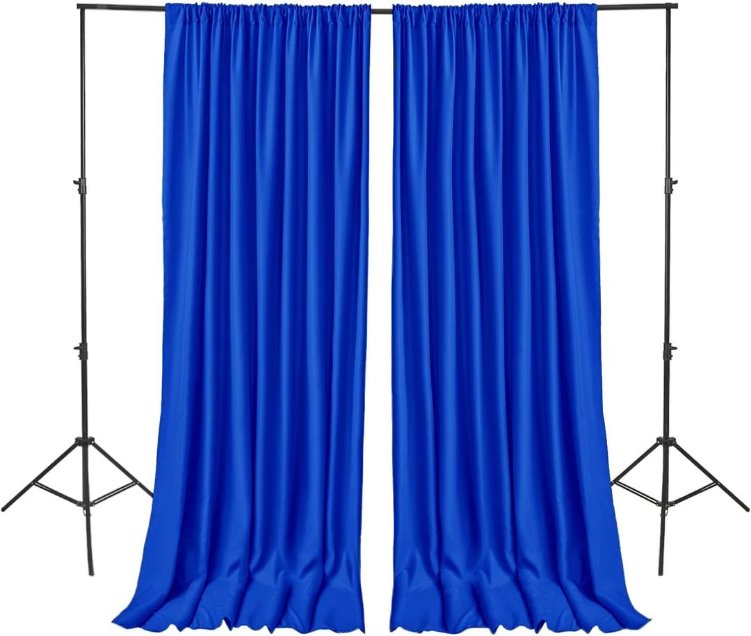 Hiasan Neon Blue Screen Backdrop Curtains for Parties, Polyester Photography Backdrop Drapes for Family Gatherings, Wedding Decorations, 5ftx10ft, Set of 2 Panels (W5' x H10'2 PCS)