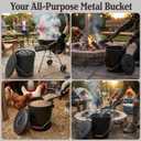 Home-Complete 4.75 Gallon Black Ash Bucket with Lid and Shovel-Essential Tools for Fireplaces, Fire Pits, Wood Burning Stoves-Hearth Accessories